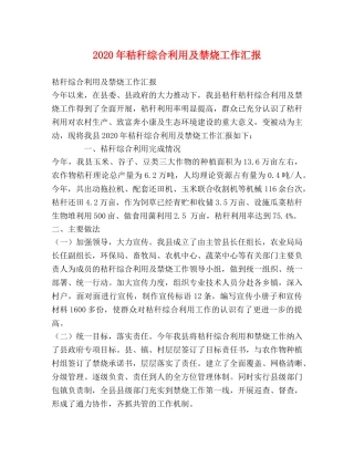 2024年秸秆综合利用及禁烧工作汇报 