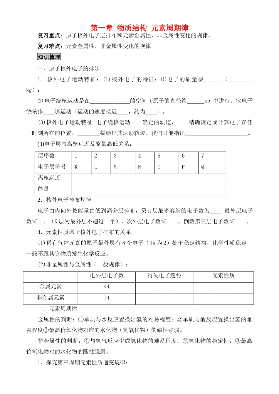 高中化学《元素周期律》学案1 新人教版必修2_第1页