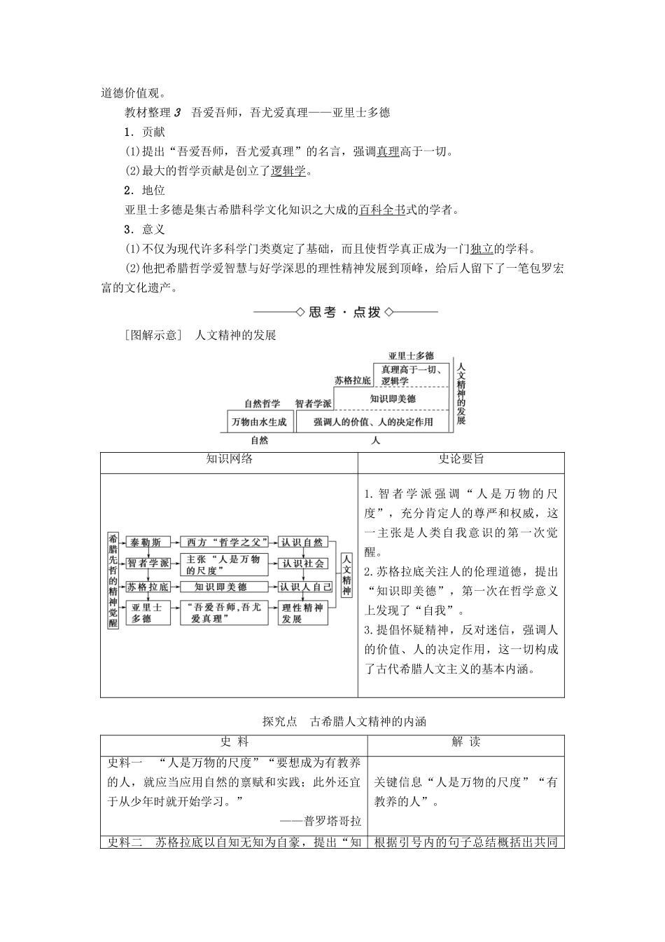 高中历史 第3单元 从人文精神之源到科学理性时代 第11课 希腊先哲的精神觉醒学案 岳麓版必修3-岳麓版高二必修3历史学案_第2页