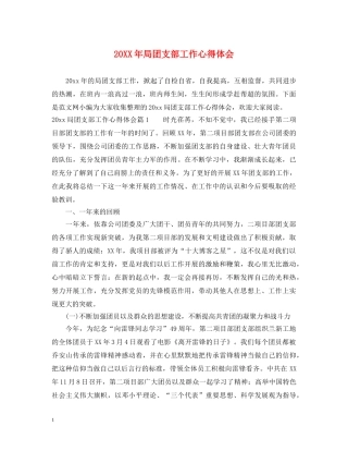 20XX年局团支部工作心得体会 