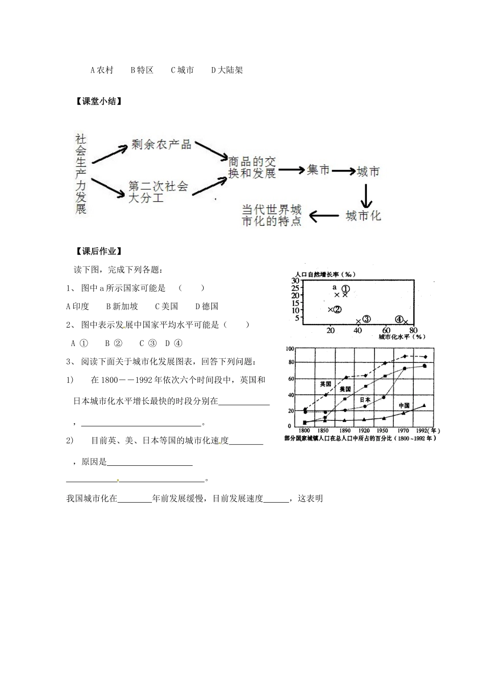 云南省德宏州梁河县一中高中地理 城市发展与城市化学案 鲁教版必修2_第3页
