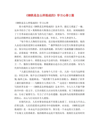 《钢铁是怎么样炼成的》学习心得2篇 
