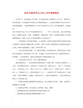 20XX年驻村书记工作上半年述职报告 