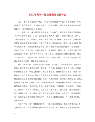 20XX年两学一做主题教育心得体会 