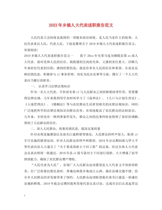 20XX年乡镇人大代表述职报告范文 