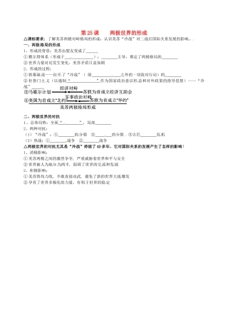 湖南省永州市道县第一中学高一历史《第25课 两极世界的形成》导学案