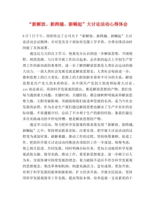 “新解放、新跨越、新崛起”大讨论活动心得体会 