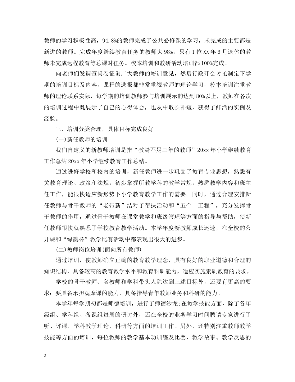 20XX年小学继续教育工作心得体会 _第2页