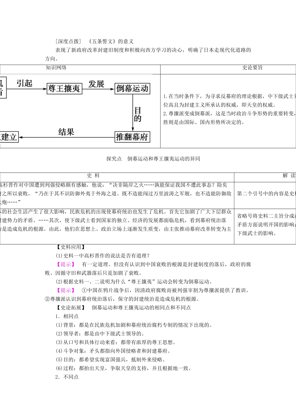 高中历史 第八章 日本明治维新 2 明治政权的建立学案（含解析）北师大版选修1-北师大版高二选修1历史学案_第2页