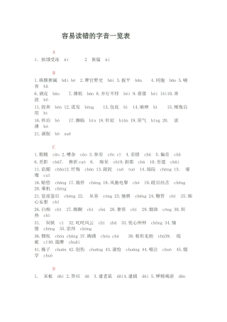 容易读错的字音一览表