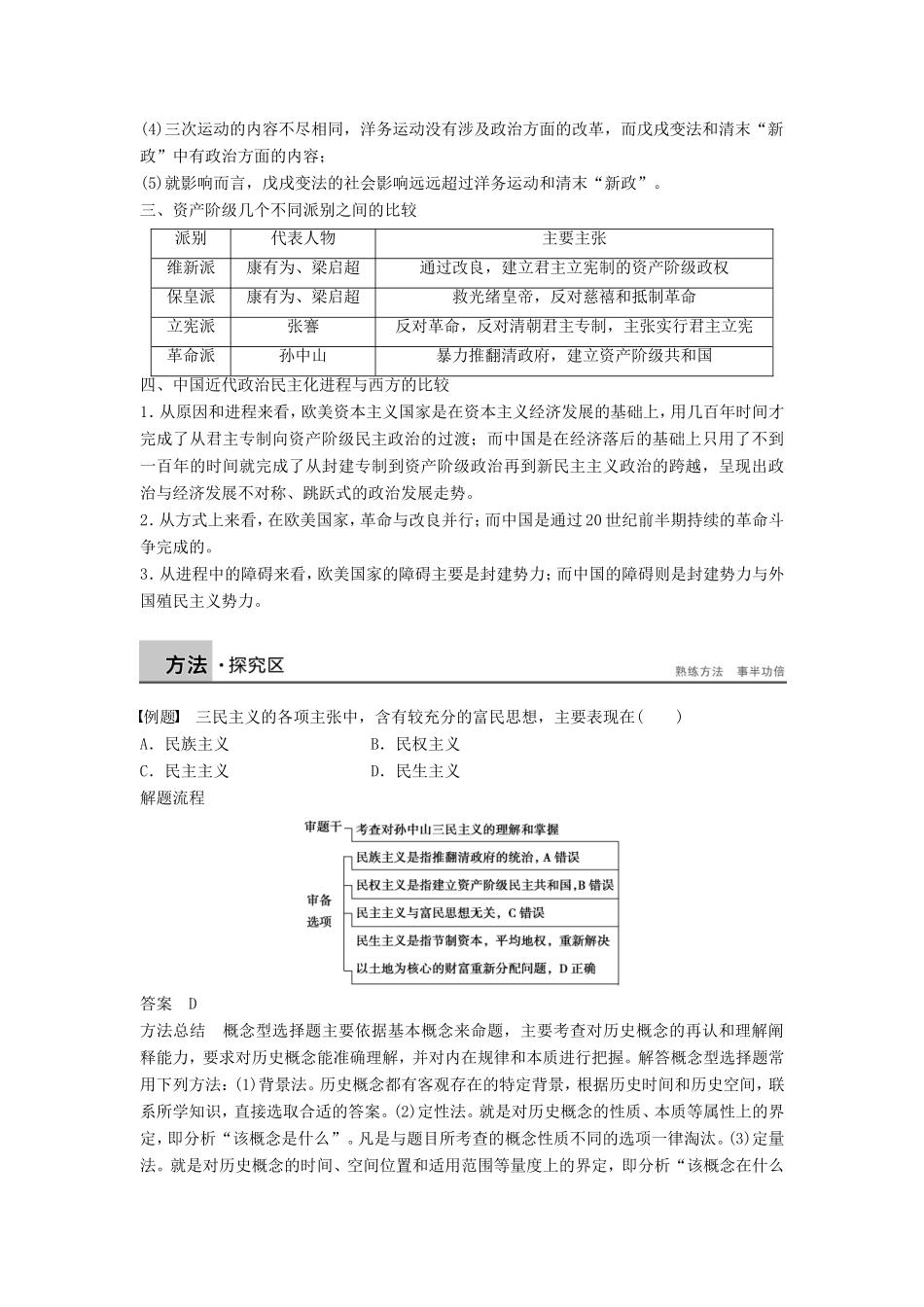 高中历史 第6单元 近代中国的民主思想与反对专制的斗争单元总结学案 新人教版选修2-新人教版高二选修2历史学案_第3页