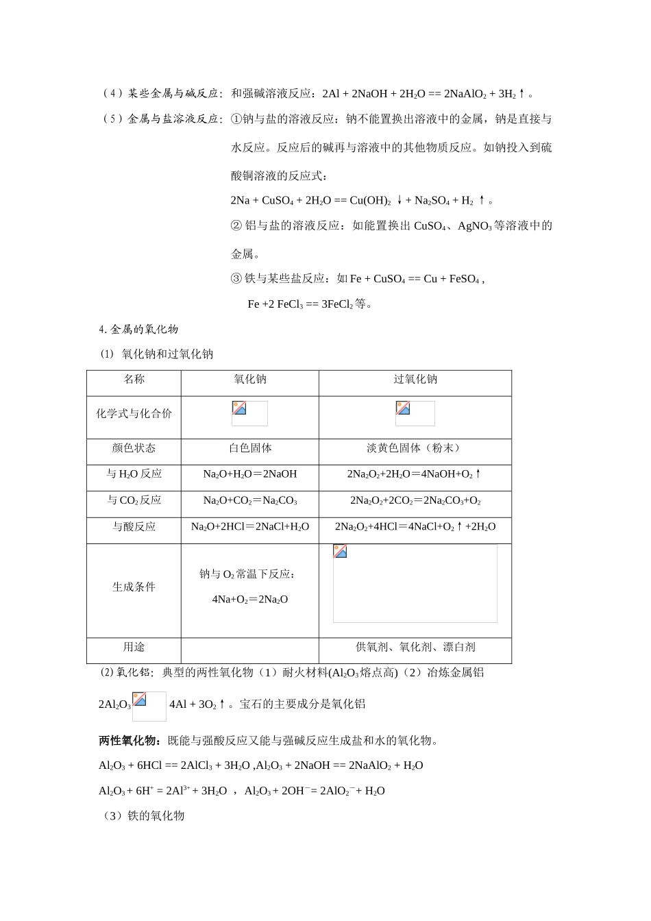 高中化学金属及其化合物复习学案必修一_第2页