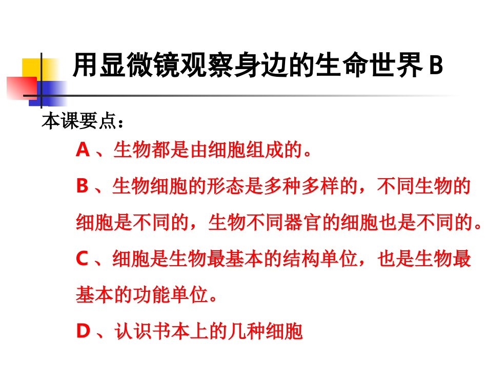 教科版小学科学六年级下册第一单元《用显微镜观察身边的生命世界》PPT课件之二_第1页