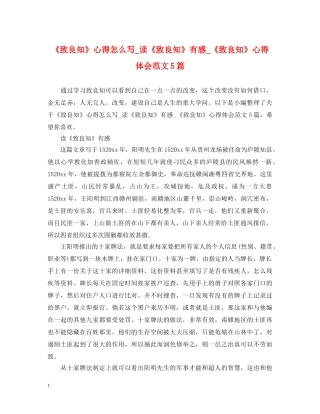 《致良知》心得怎么写_读《致良知》有感_《致良知》心得体会范文5篇 