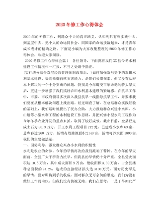 2024冬修工作心得体会 