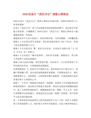 2024纪录片“武汉日记”观看心得体会 