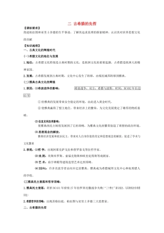 高中历史 中外历史人物评说 古希腊的先哲学案 人民版选修4