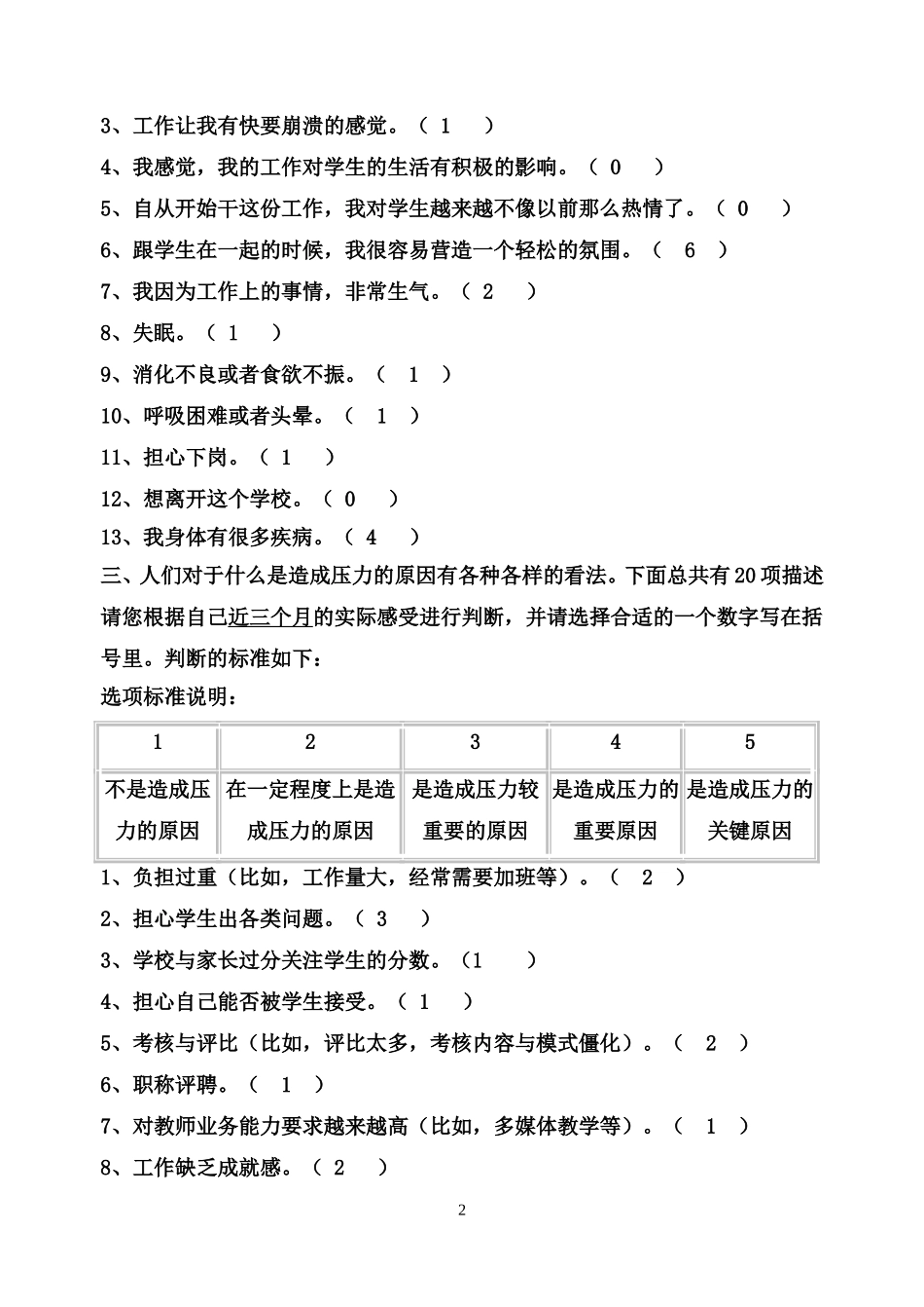 教师职业压力和心理健康调查表[1]_第2页