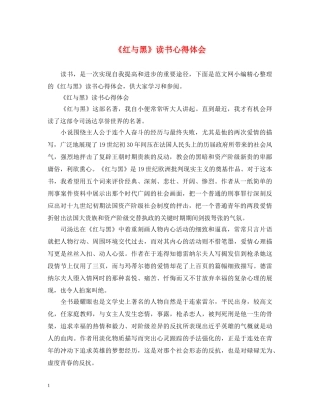 《红与黑》读书心得体会 