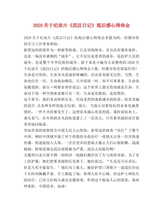 2024关于纪录片《武汉日记》观后感心得体会 