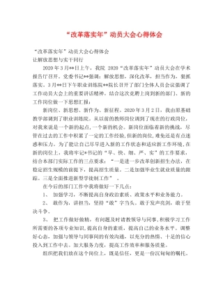 “改革落实年”动员大会心得体会 