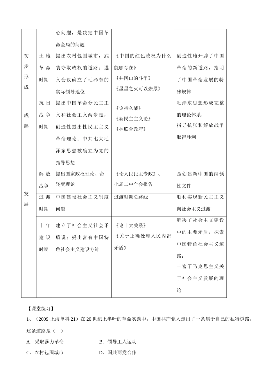 高中历史 《毛泽东与马克思主义的中国化》学案（1） 岳麓版必修3_第3页