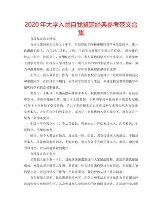 2024年大学入团自我鉴定经典参考范文合集 