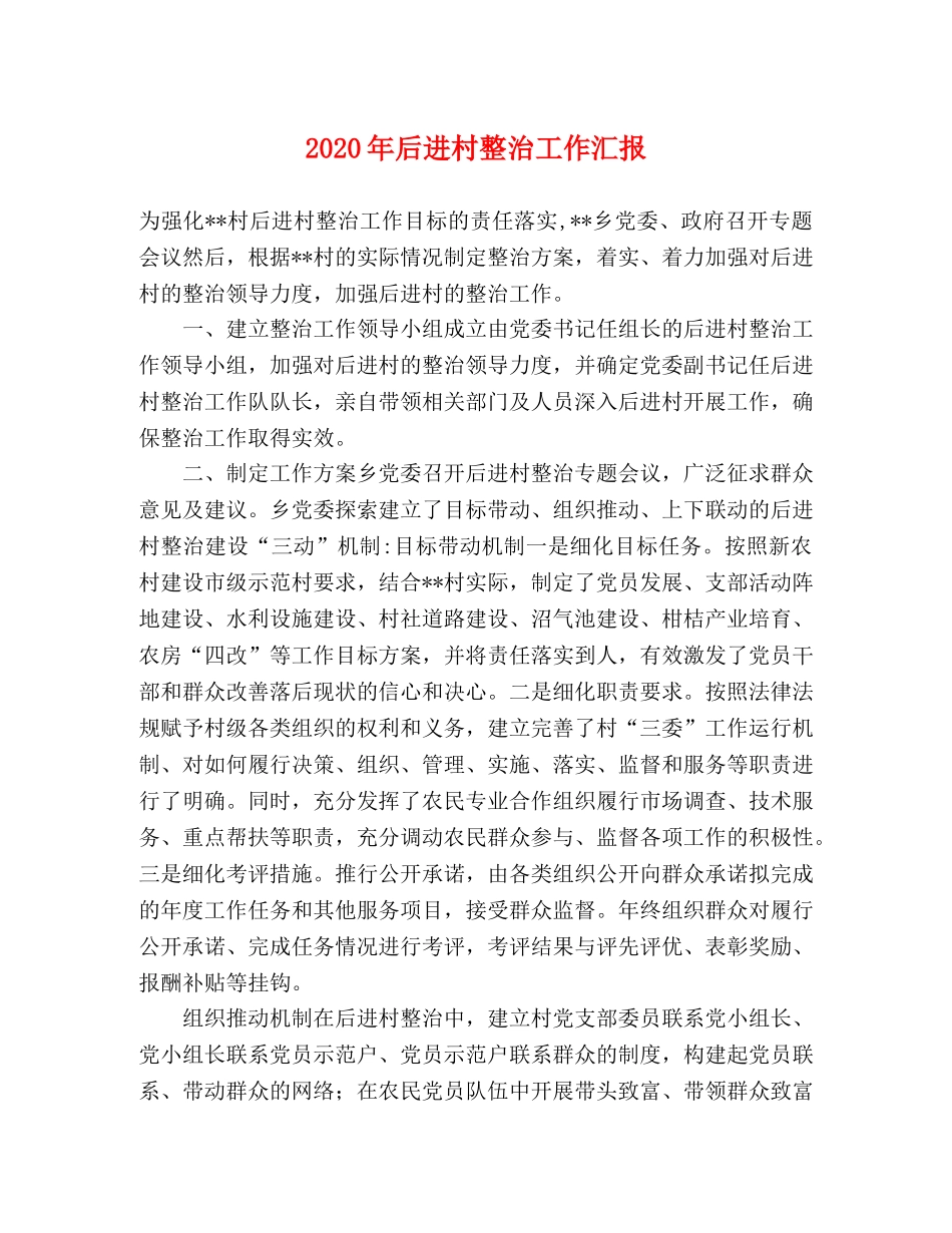 2024年后进村整治工作汇报 _第1页