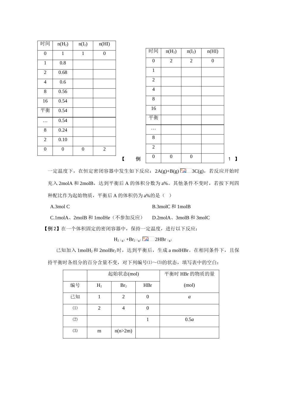 南京市08届高三化学一轮复习教学案“等效平衡”_第2页