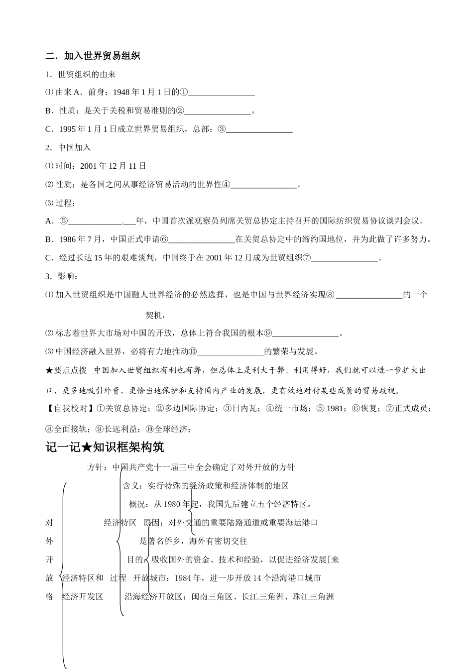 高中历史《对外开放格局的形成》精品学案 岳麓版必修2_第2页