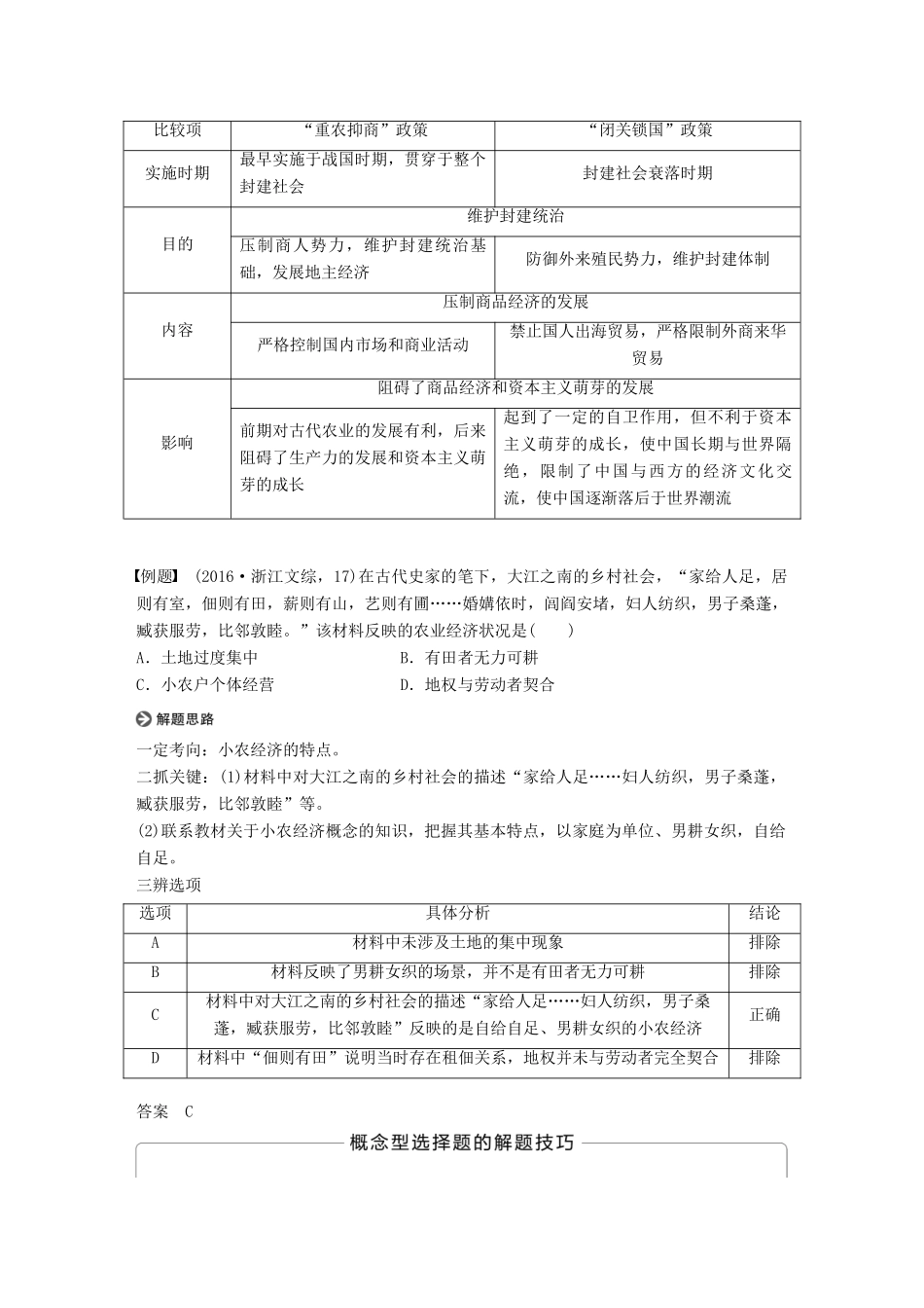 高中历史 专题一 古代中国经济的基本结构与特点专题学习总结学案 人民版必修2-人民版高一必修2历史学案_第3页