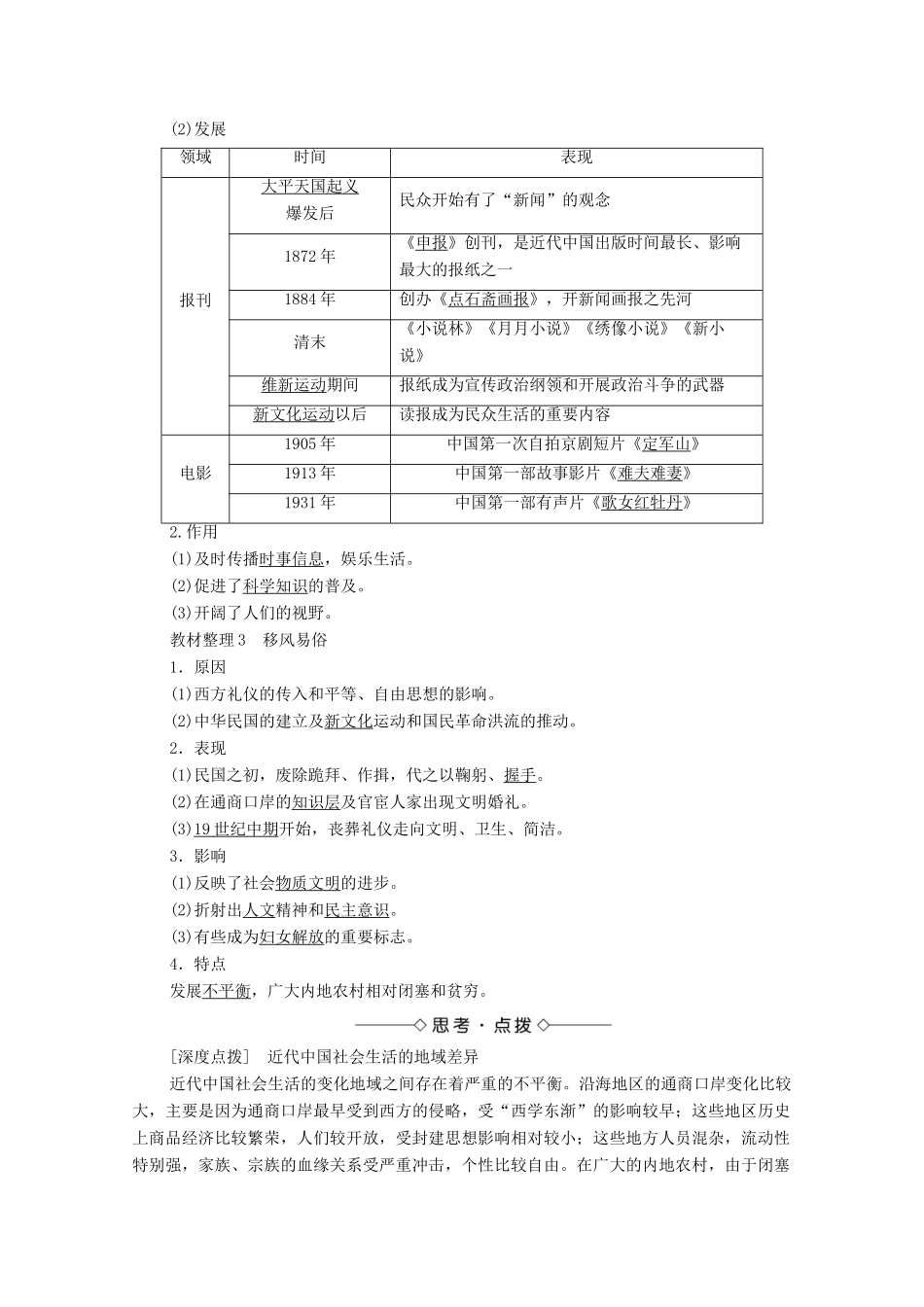 高中历史 第二单元 工业文明的崛起和对中国的冲击 第12课 新潮冲击下的社会生活学案 岳麓版必修2-岳麓版高中必修2历史学案_第2页