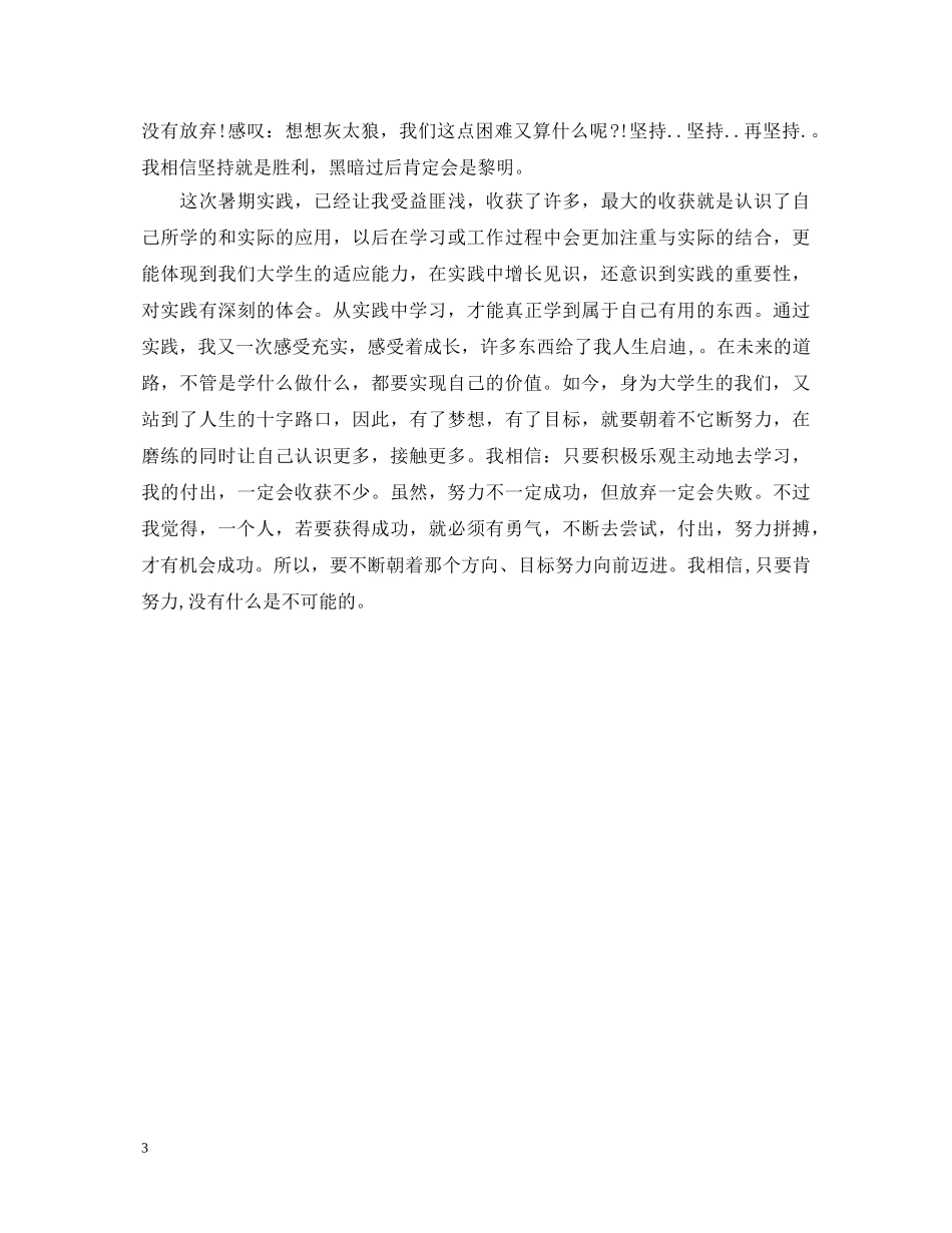 20XX年关于猪年暑期社会实践心得体会 _第3页