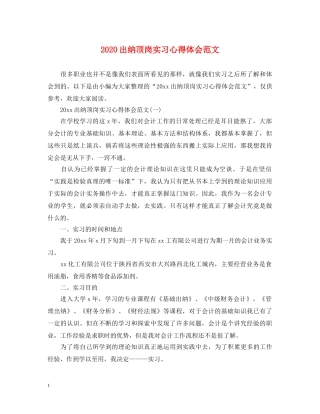 2024出纳顶岗实习心得体会范文 