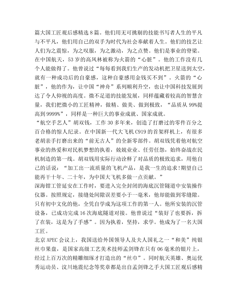 2024观看《大国工匠》心得体会 _第3页