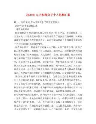 2024年12月积极分子个人思想汇报 