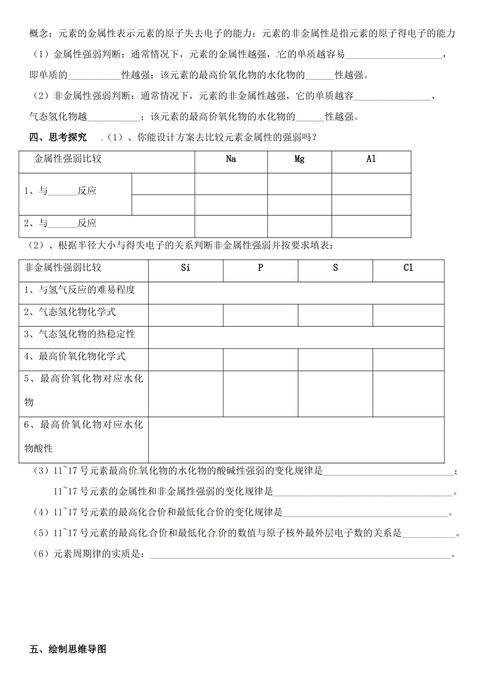 浙江省台州市临海市第六中学高中化学 1-2 元素周期导学案 新人教版必修2_第2页