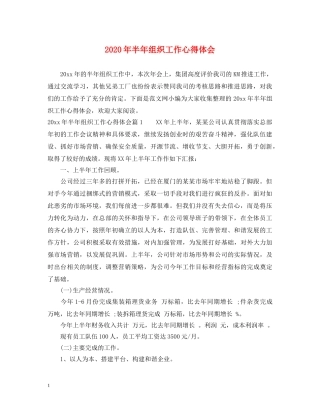 2024年半年组织工作心得体会 