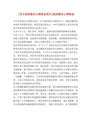 [关于抗洪救灾心得体会范文]抗洪救灾心得体会 