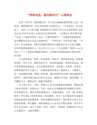 “青春向党，建功新时代”心得体会 