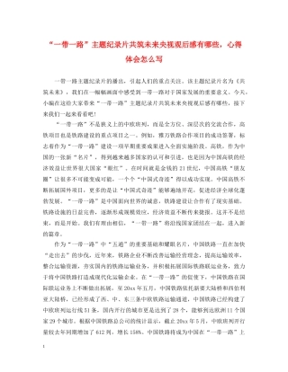 “一带一路”主题纪录片共筑未来央视观后感有哪些，心得体会怎么写 
