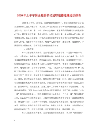 2024年上半年国企党委书记述职述德述廉述法报告 