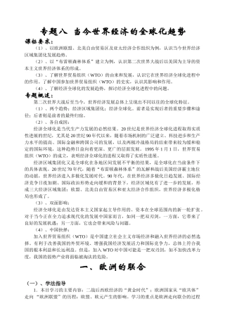 专题八  当今世界经济的全球化趋势