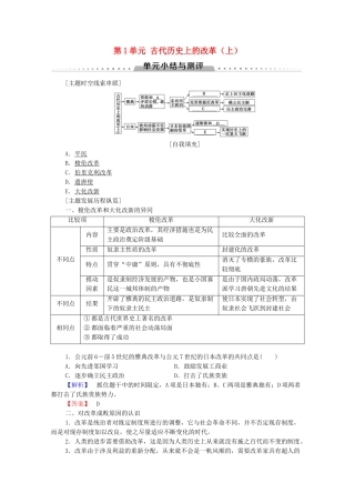 高中历史 第1单元 古代历史上的改革（上）单元小结与测评学案 岳麓版选修1-岳麓版高二选修1历史学案
