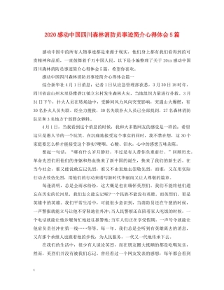 2024感动中国四川森林消防员事迹简介心得体会5篇 