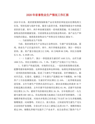 2024年省畜牧业生产情况工作汇报 