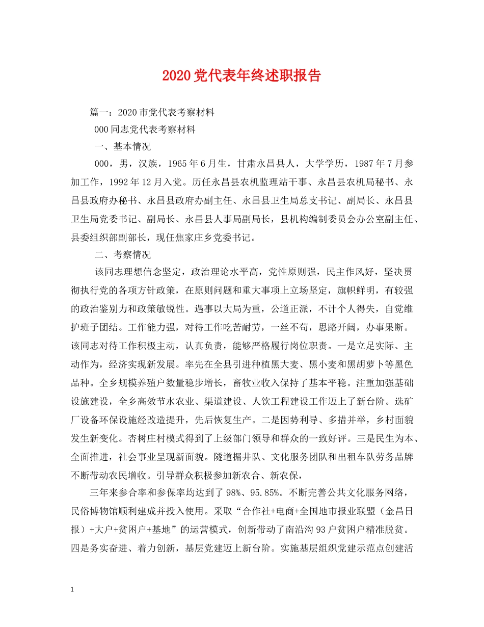 2024党代表年终述职报告 _第1页