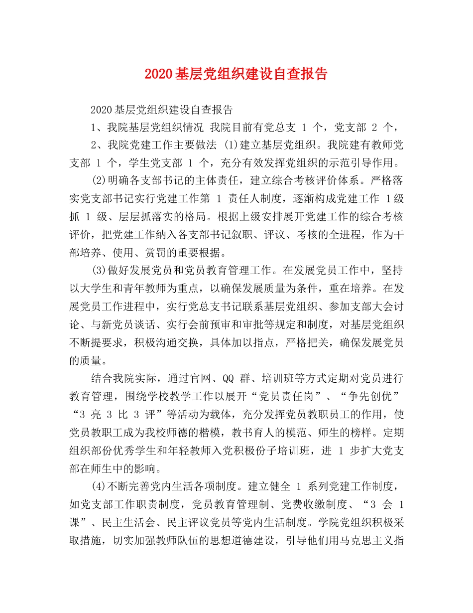 2024基层党组织建设自查报告 _第1页