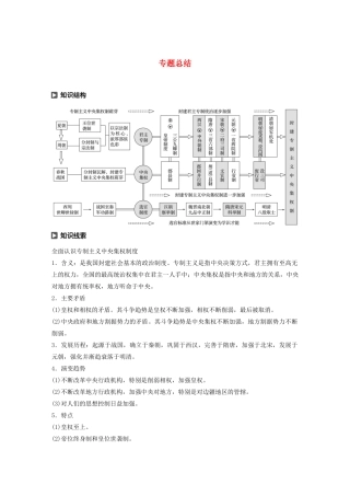 高中历史 专题一 古代中国的政治制度专题总结学案（含解析）人民版必修1-人民版高一必修1历史学案