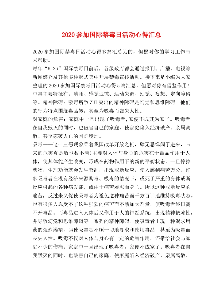2024参加国际禁毒日活动心得汇总 _第1页